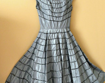 Vintage 1950's, 1960's gown / dress. Wedgewood blue taffeta, full skirt. Vintage size 9.