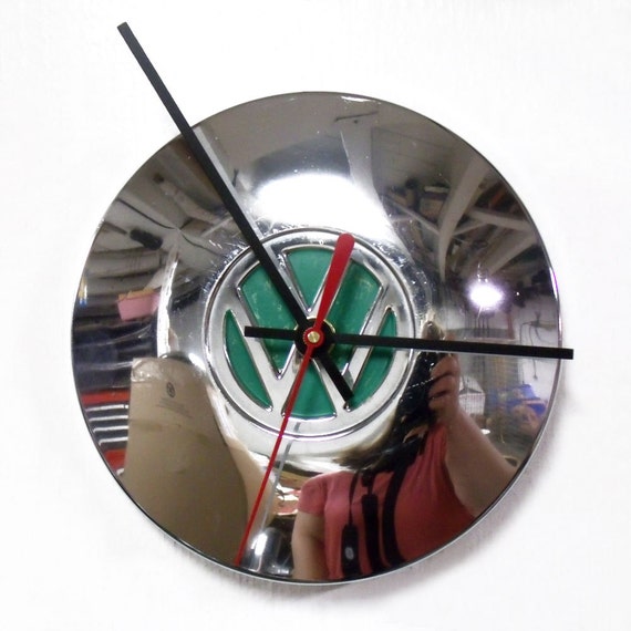 Volkswagen Hubcap Clock VW Wall Clock with Green Center