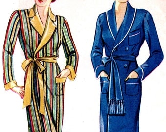 UNCUT Vintage 1930s - Hollywood Glamour Robe - Vintage NRA Pattern - Simplicity 1688 - - Factory Folded // Bust 36