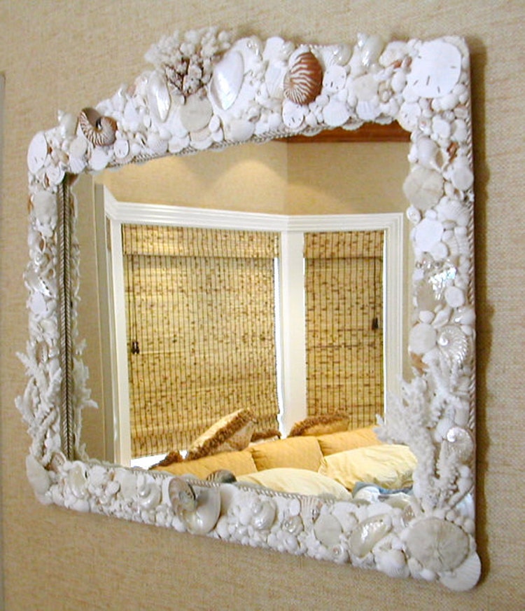 Beach Decor Seashell Mirror 48 wide x 36 by SeashellCollection