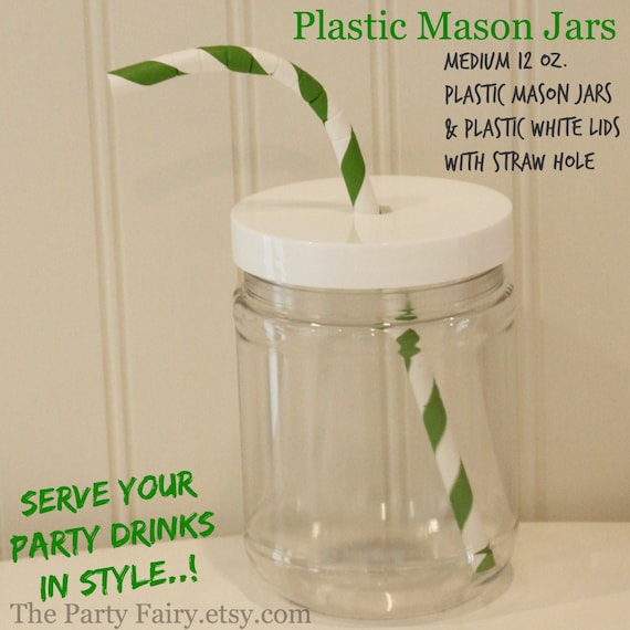 Plastic Mason Jars, 20 Plastic Mason Jars with lids, Plastic Jars, Mason Jar Favors, For Parties, Mason Jar Crafts, Plastic Milk Bottle Il_570xn