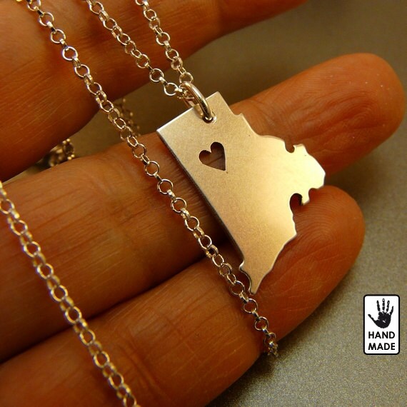 RHODE ISLAND Map Handmade Personalized Sterling Silver .925