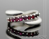 Rose Red Ruby and Thorns - Sterling Silver