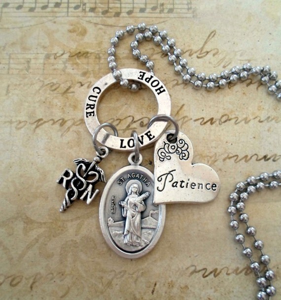 St. Agatha R.N. Nurses Amulet Patron Saint of by FindYourFeeling