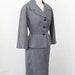 50s suit - 1950s silk suit - skirt and jacket in silver dupioni silk