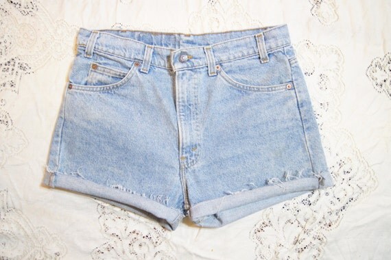 Items similar to Levis Cutoffs Jeans Shorts High Large 32 33 Waist ...