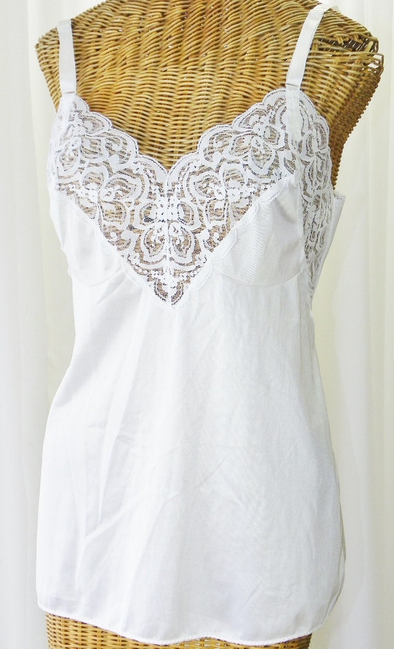 Komar Bridal White Camisole Beautiful Lace by Voilavintagelingerie