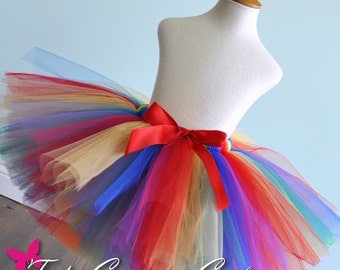 Girls and Adult Rainbow Tutu...Rainbow Circus Tutu, Halloween Rainbow Clown Tutu, Color Fun Run Tutu . . . RAINBOW FUN