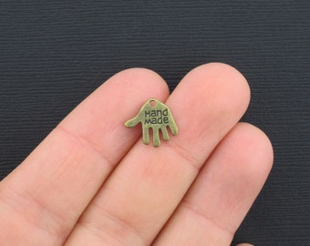 15 Hand Made Charms Antique Bronze Tone 2 Sided - BC203