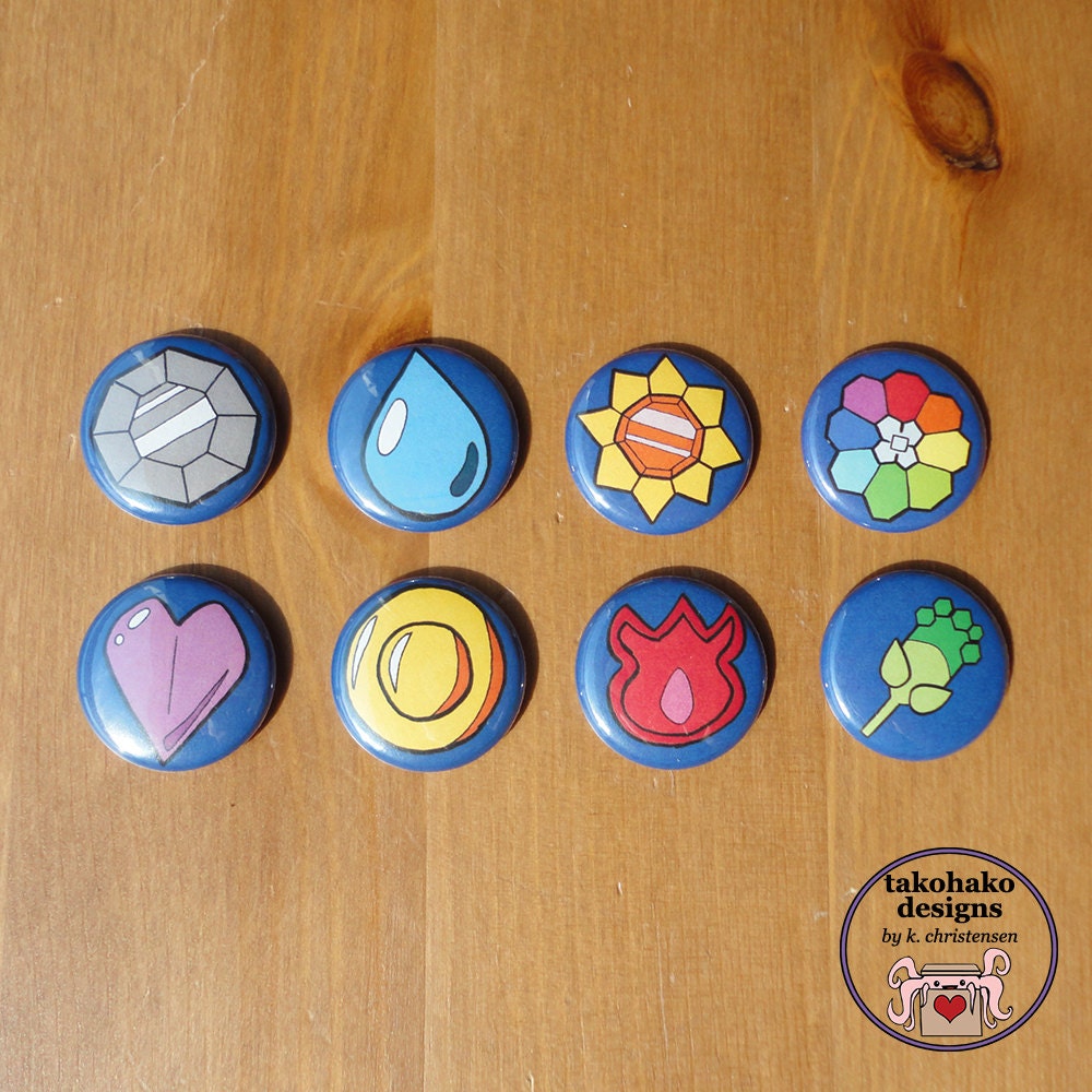 pokemon inspired indigo league gym badges of kanto by takohako