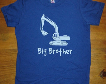 Big Brother Shirt - 8 Colors Available - Digger Excavator Kids Big Brother T shirt Sizes 2T, 4T, 6, 8, 10, 12 - Gift Friendly