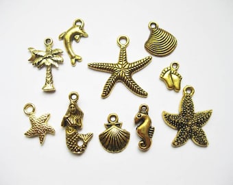 Beach Charm Collection in Gold Tone - C1778