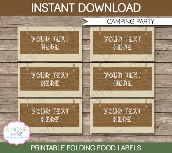Camping Party Food Label or Food Buffet Tag by SIMONEmadeit