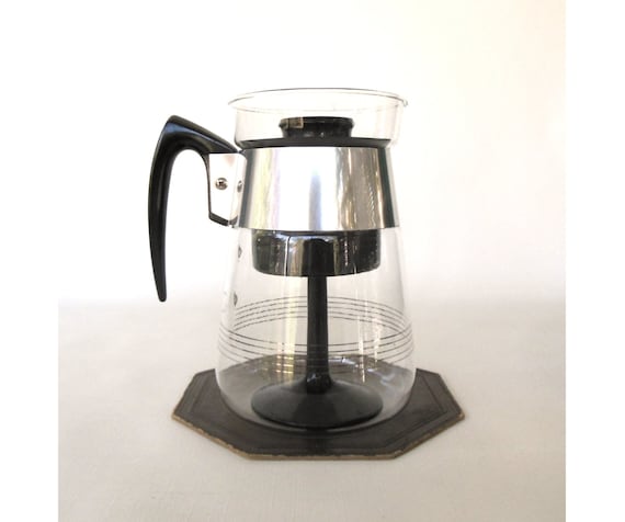 Corning Percolator Coffee Pot Clear Glass Carafe Bakelite