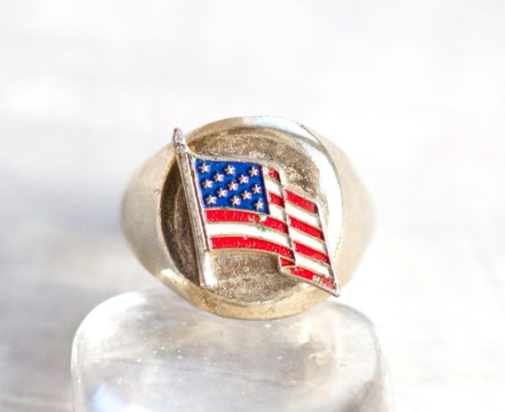 American Flag Mens Signet Ring by Meanglean on Etsy