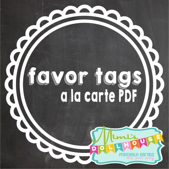 A la Carte Favor Tags or Favor Bag Toppers from any Mimi's Dollhouse Design PDF/JPEG Il_570xn