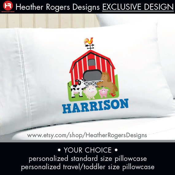 Farm Barnyard Pillowcase Boys by HeatherRogersDesigns on Etsy