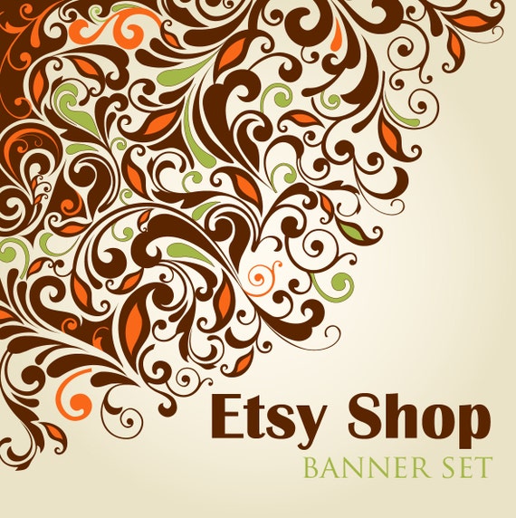  Etsy Shop Set 7 Piece Retro Floral Etsy Banner OOAK Logo Set