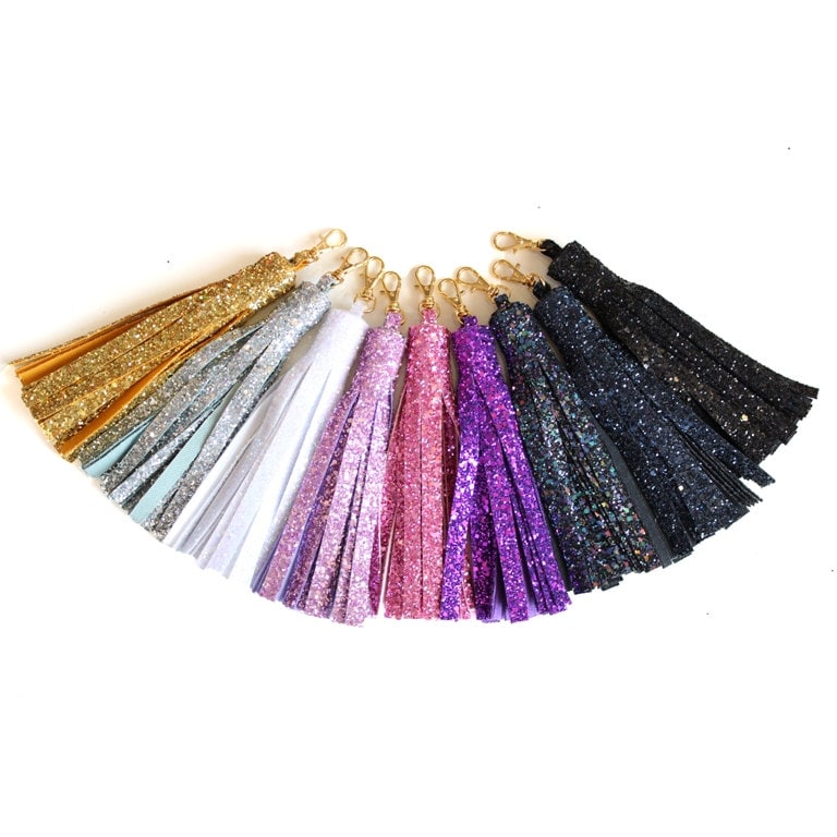 Glitter Handbag Tassel or Keychain Range of Colours