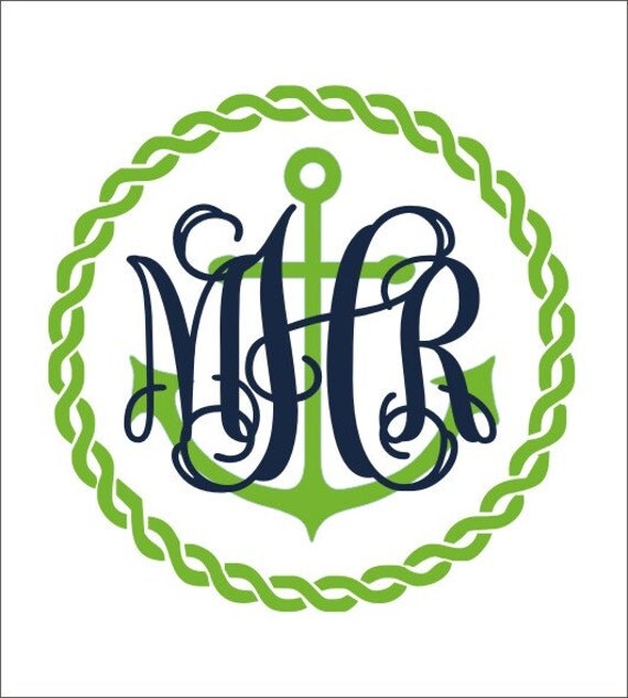 Items similar to Monogram Anchor Decal Vinyl Wall Decal Nautical Rope
