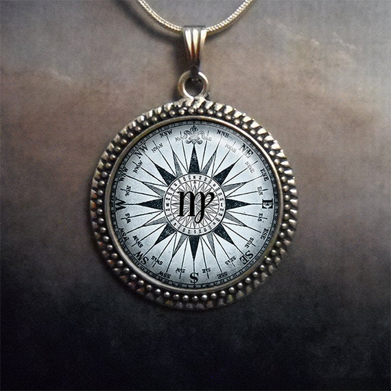 Compass Zodiac Virgo pendant, Virgo necklace charm, Zodiac pendant, Zodiac jewelry