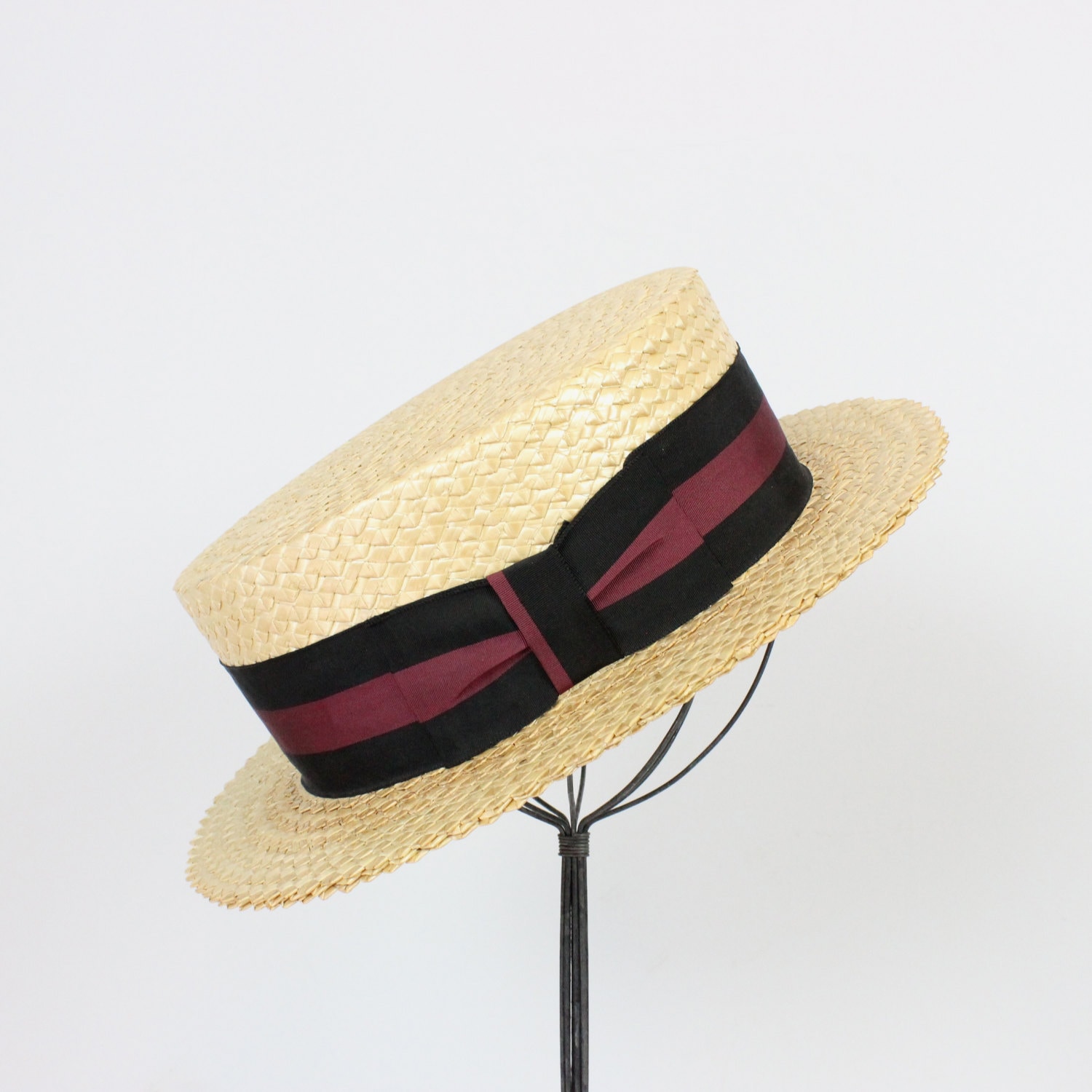 RESERVED / vintage mens straw boater hat / classic Italian