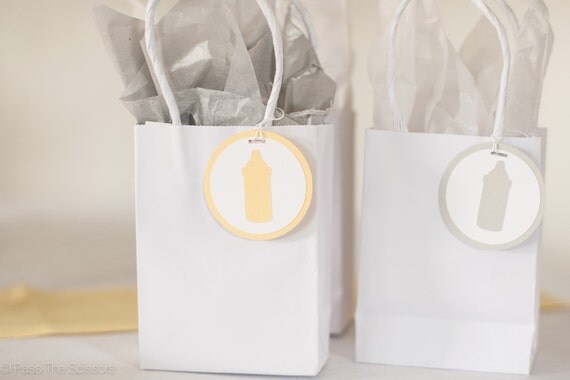 Bottle Favor Tags, Set of 12, Baby Shower Decoration, Baby Shower Tags, Yellow Grey Baby Shower Il_570xn