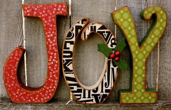 Items similar to Handcrafted Christmas Wood "JOY" Letters on Etsy