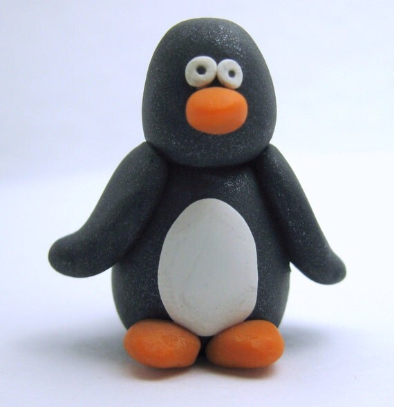 Polymer Clay Penguin Miniature Handmade by neiceysclaythings