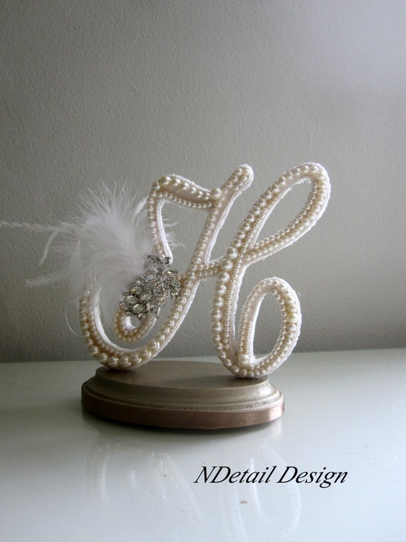 Items similar to Wedding  Cake  Topper  Monogram Letter  H  in 