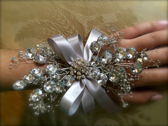 prom wrist corsage silver wrist corsage for mother of the bride,mother ...