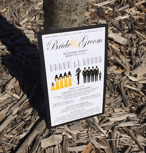 Cardstock Backing Silhouette Wedding Program SAMPLE ONLY