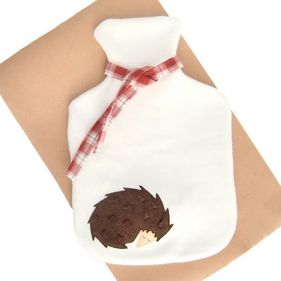 Hibernating Hedgehog Hot Water Bottle Cover Soft Organic Cream