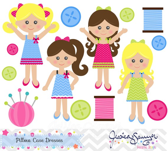 INSTANT DOWNLOAD, pillow case dresses clipart, sewing clip art, for commercial use, personal use Il_570xn