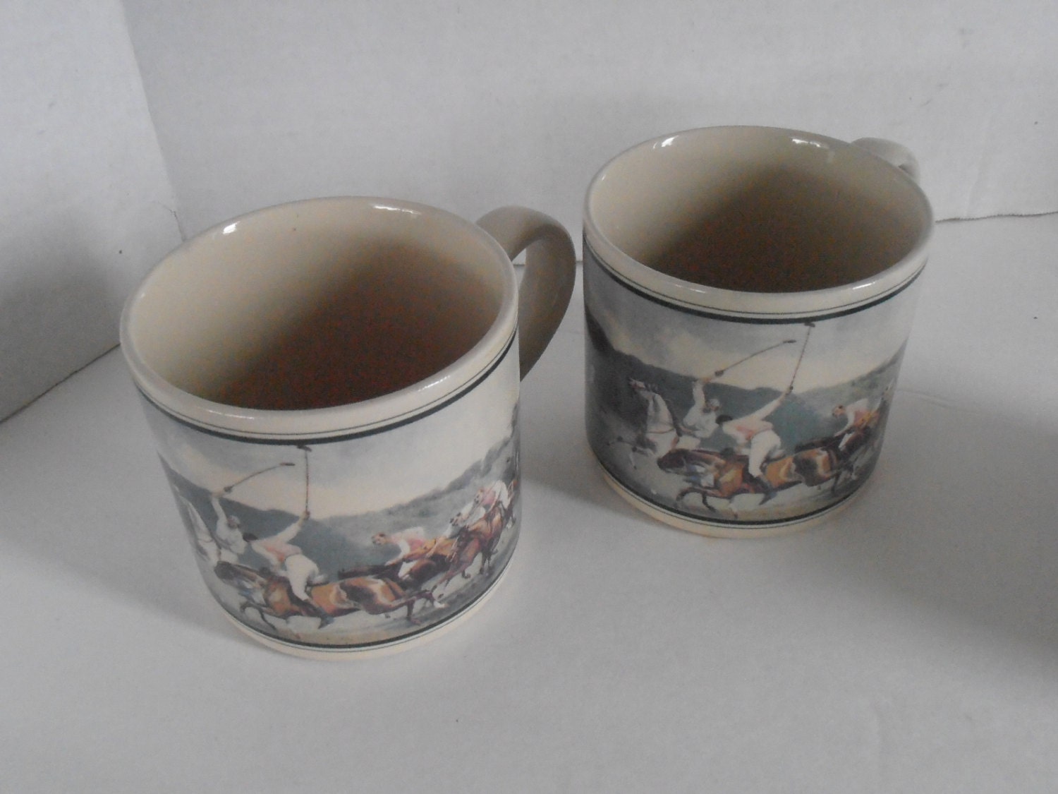 Vintage Ralph Lauren Polo Equestrian Coffee Mugs Cups Set Of