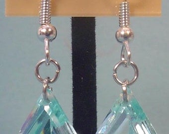 Beautiful Light Blue Cubic Zirconia Diamond Shaped Dangles - E031