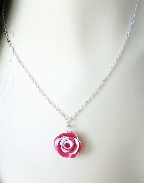 Items similar to Flower Necklace, Red Rose, Rose Jewelry, Womens ...