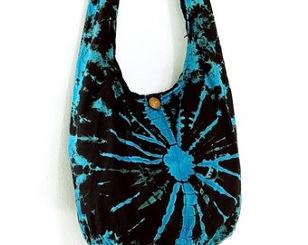 Tie Dye Bag Cotton Bag Hippie bag Hobo bag Boho bag Shoulder bag Sling bag Messenger bag Tote bag Crossbody bag Gypsy Purse Turquoise Blue
