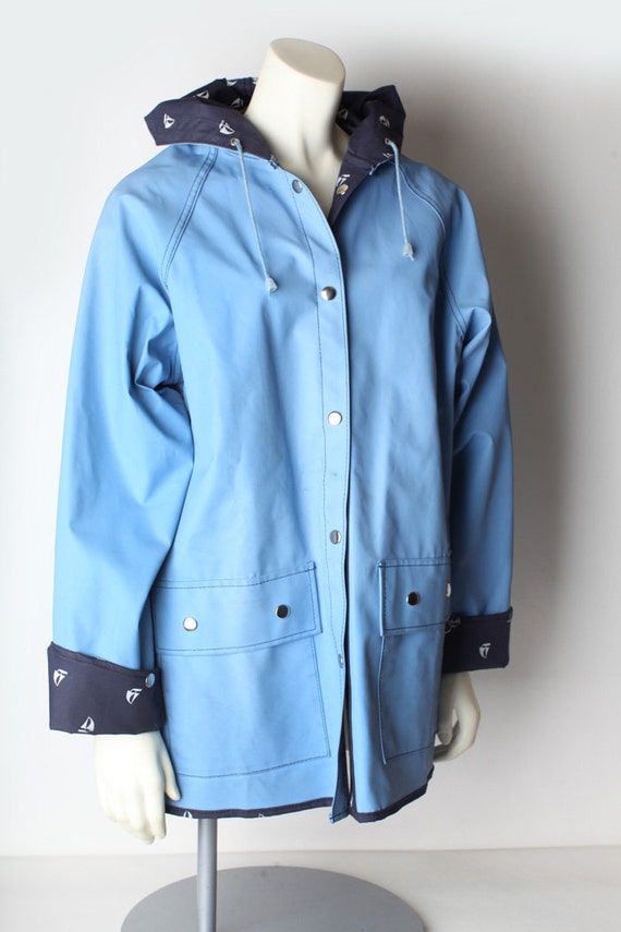 Vintage Blue Rubber Women's Raincoat