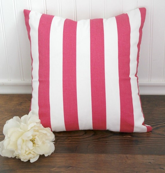 Pink Nautical Striped Throw Pillow
