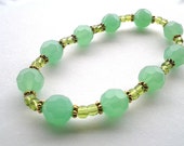 Green Bracelet- Green and Gold Bracelet- Stretch Bracelet- Jade Green Beaded Bracelet- Mint Green Bracelet-