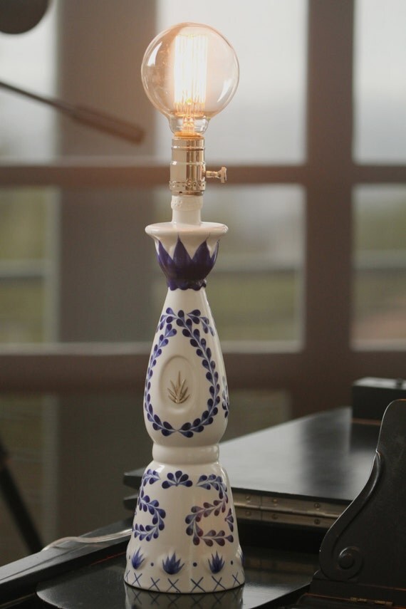 Recycled Clase Azul Reposado Tequila Bottle Lamp by GraffitiGlass