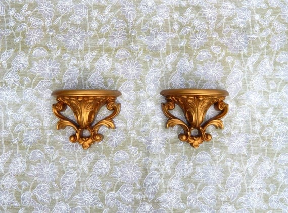 Vintage Pair of Gold Wall Sconces by GIA Inc. Made in USA