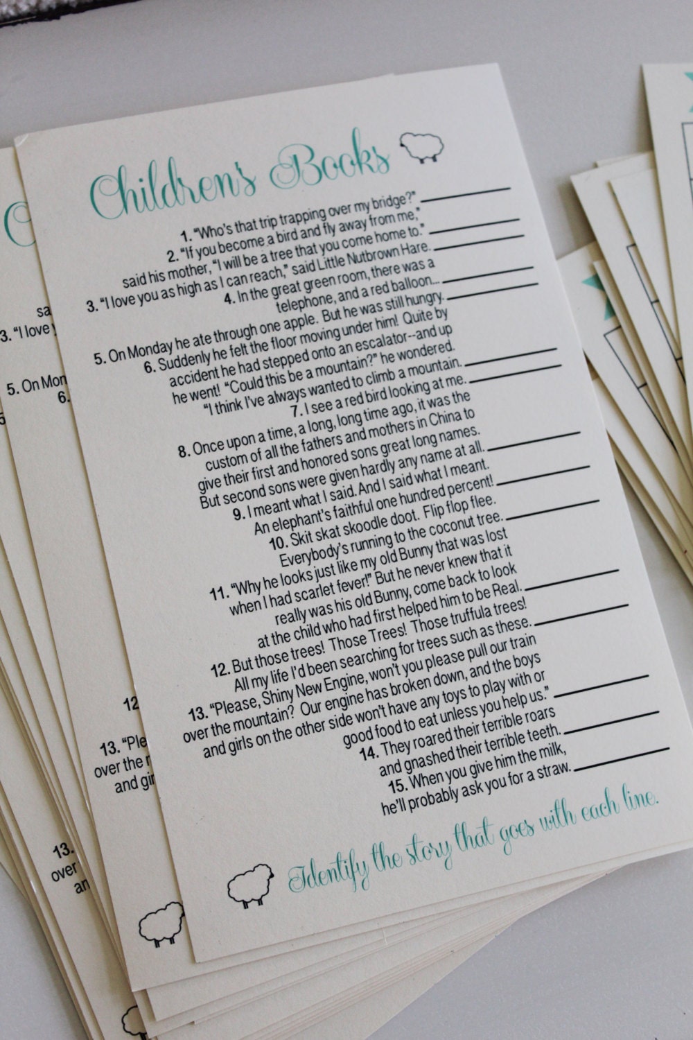 Printable baby shower game name the children's book