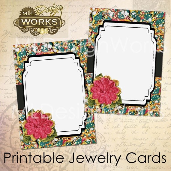 Printable Jewelry Cards Printable Jewelry Tags Marbled