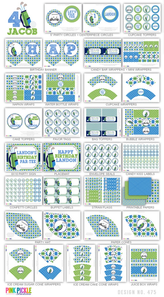 Items similar to Golf Birthday Party Printables Package Personalized ...