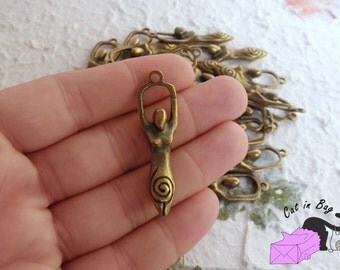 1 Charm pendant Goddess 43x12 mm antique bronze tone - SP43-4