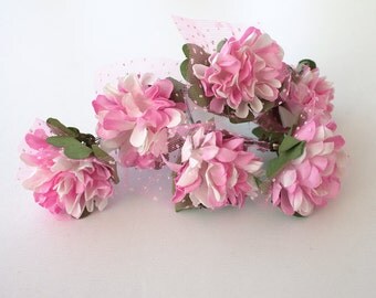 Set of 6 Pink Flower Hair Clips, Bridal Hair Accessories, Wedding Hair Accessories - Set of 6