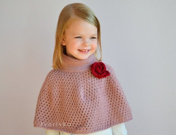 Instant download Crochet capelet cape poncho pattern for girls