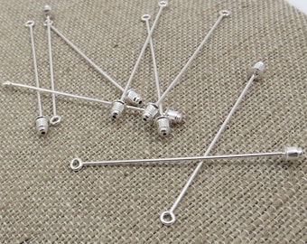 Brooch Pins, Silver Stick Pin, 10 Silver Plated Brass Brooch Pins, Craft Supplies, Item 243m